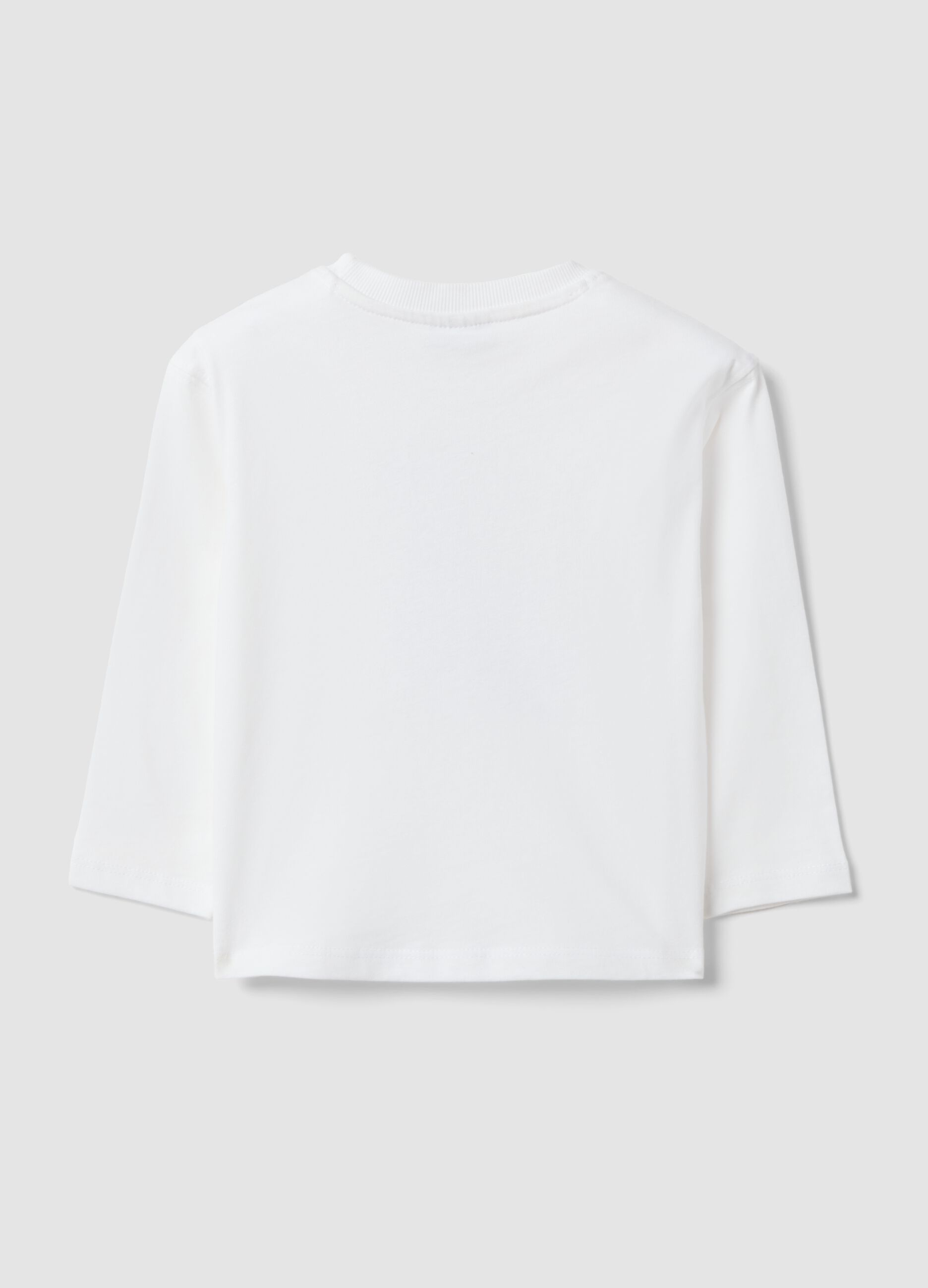 White oversized organic cotton jersey T-shirt with print for boys