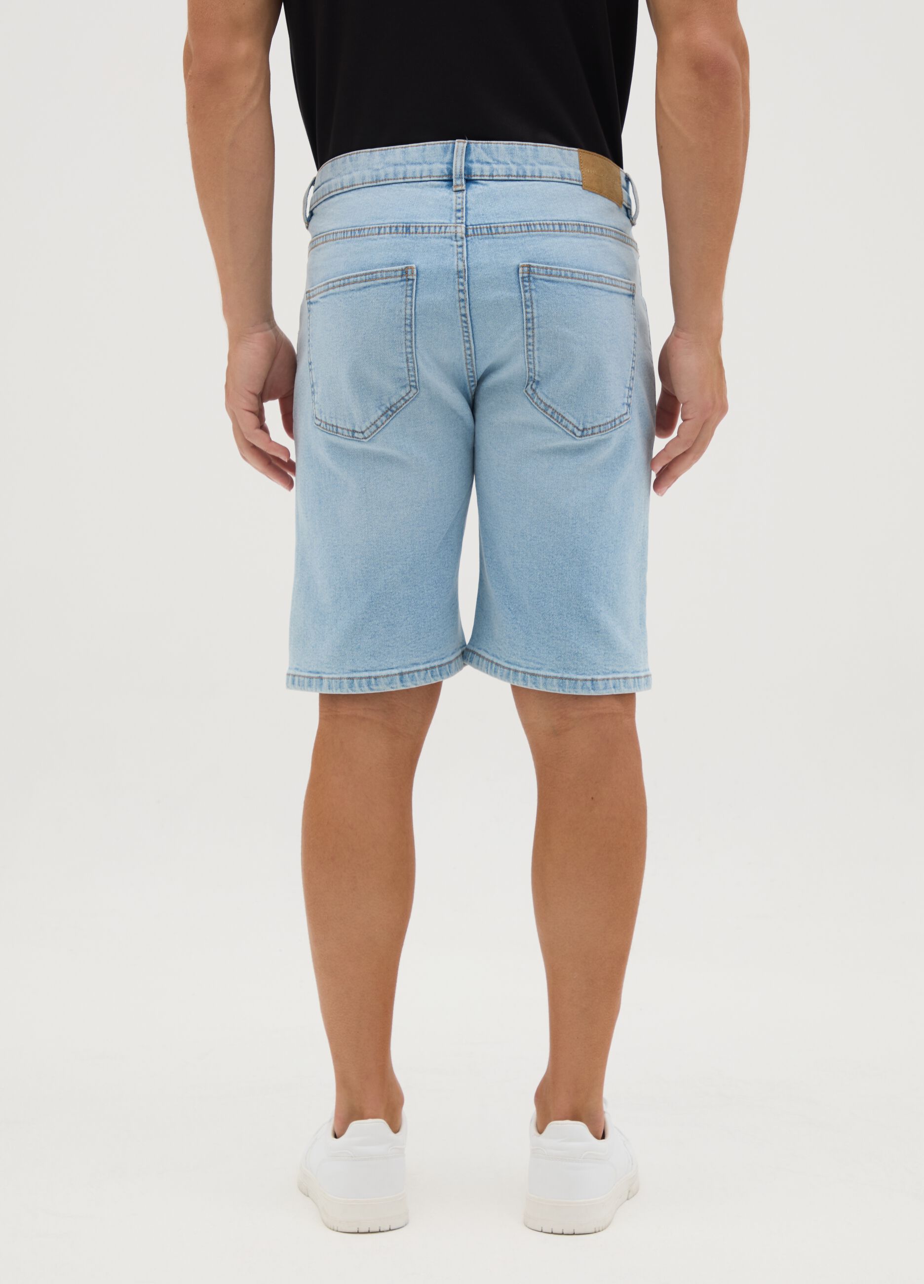 Men's Slim Fit Blue Denim Bermuda Shorts