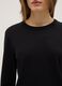 T-shirt nera a maniche lunghe in puro cotone regular fit_3