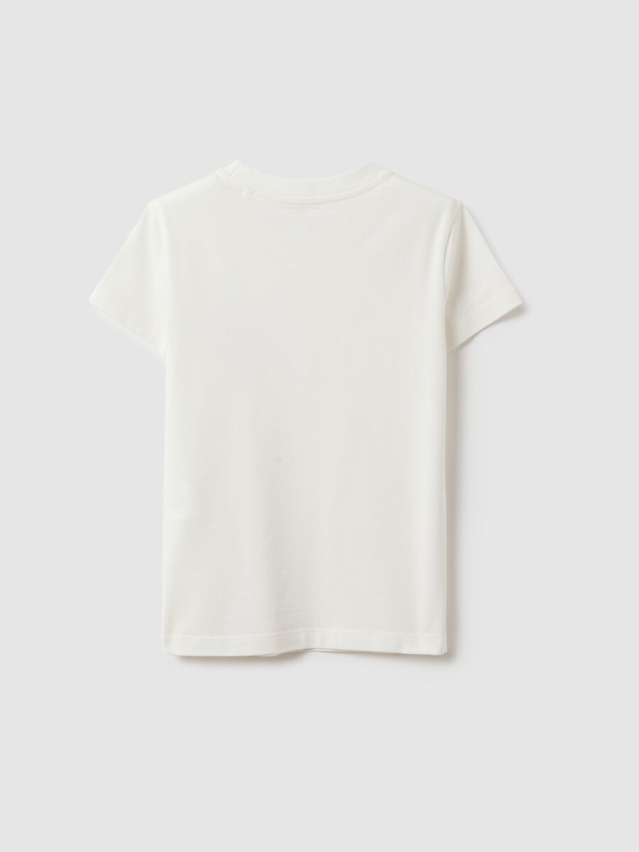 Girls' white stretch cotton fitted T-shirt_4
