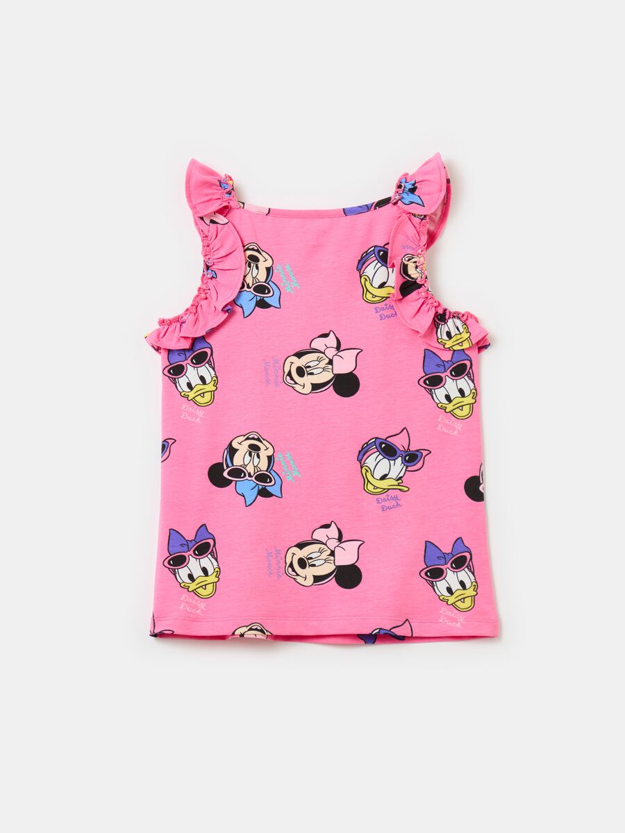 Tank top con rouches stampa Minnie e Paperina_1