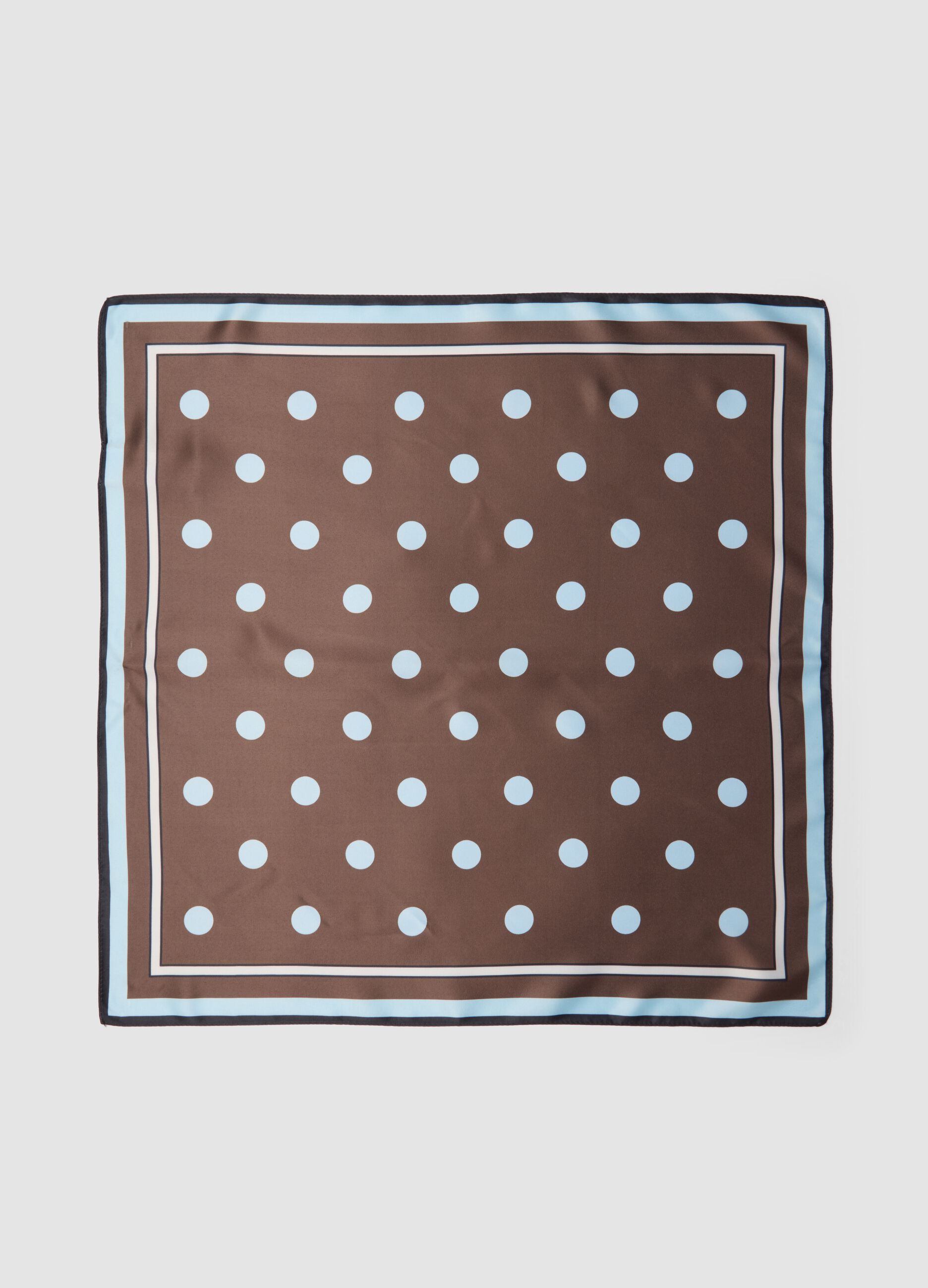 Brown polka-dot scarf with contrast border