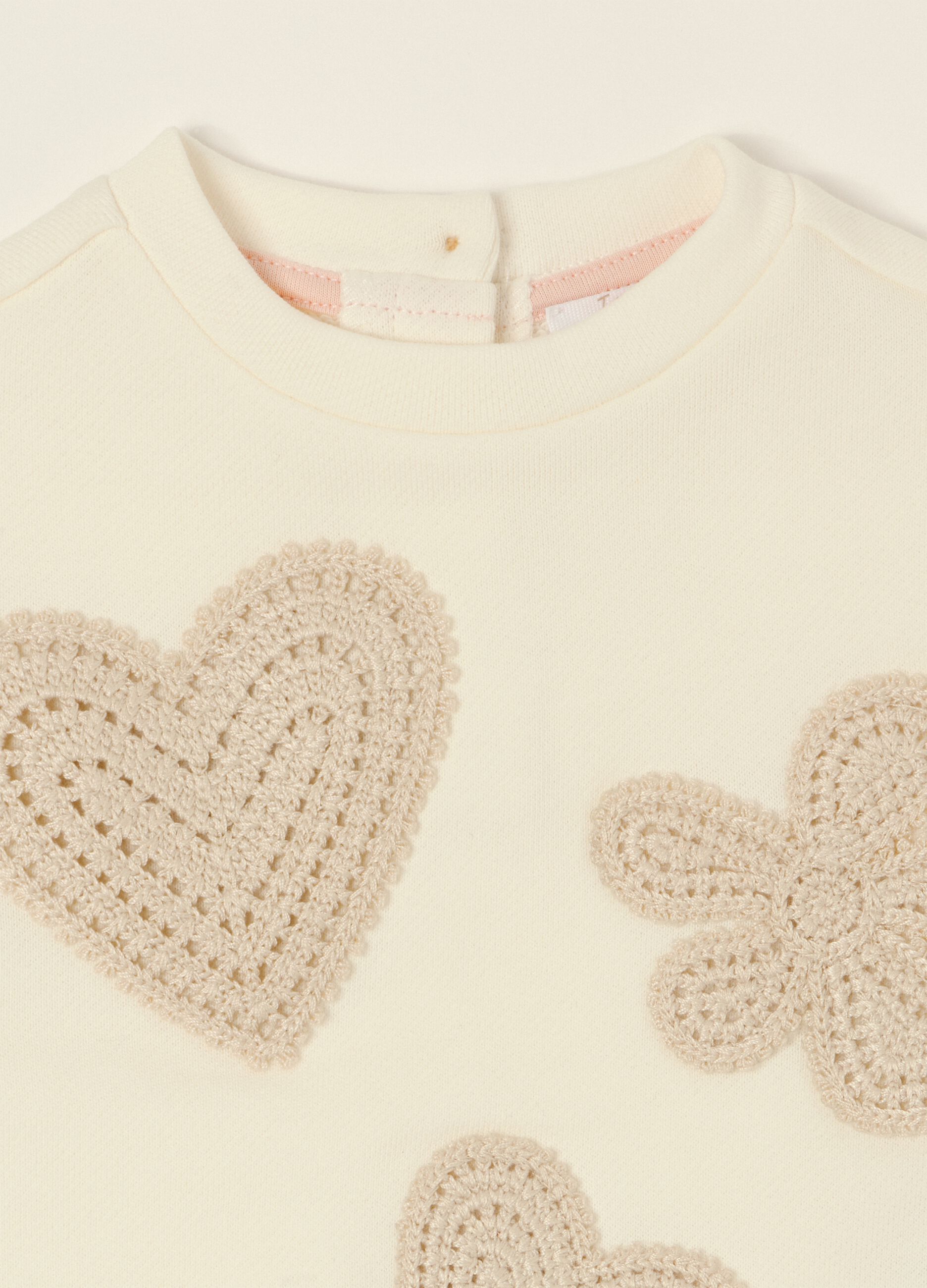 White baby girls&rsquo; sweatshirt with pure cotton details