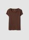 Brown stretch cotton crew-neck T-shirt, regular fit_4
