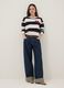 Regular fit multicolour striped cotton blend jumper with heart_1