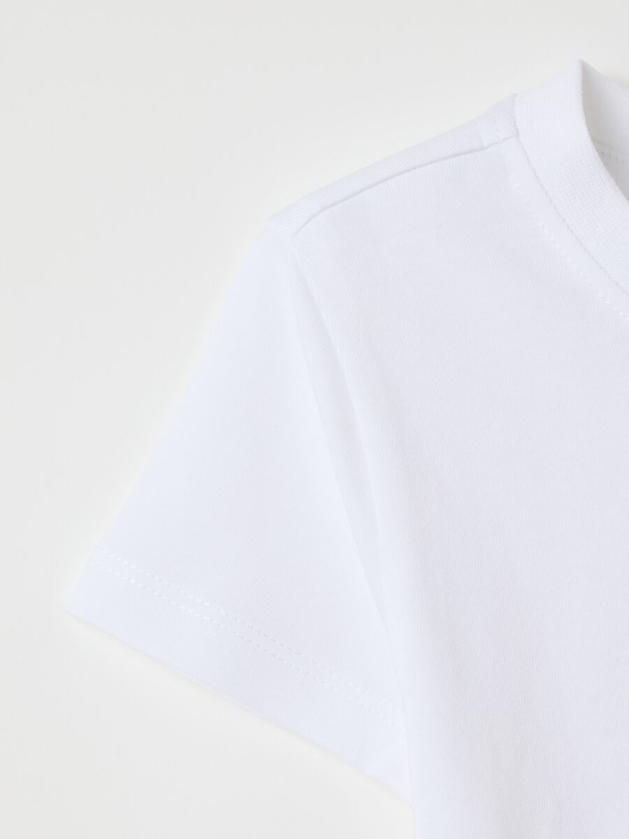 White stretch cotton T-shirt with print_3