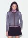 Cardigan azzurro girocollo in misto lyocell e lana a righe over fit_1