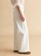 White wide leg stretch cotton trousers_3