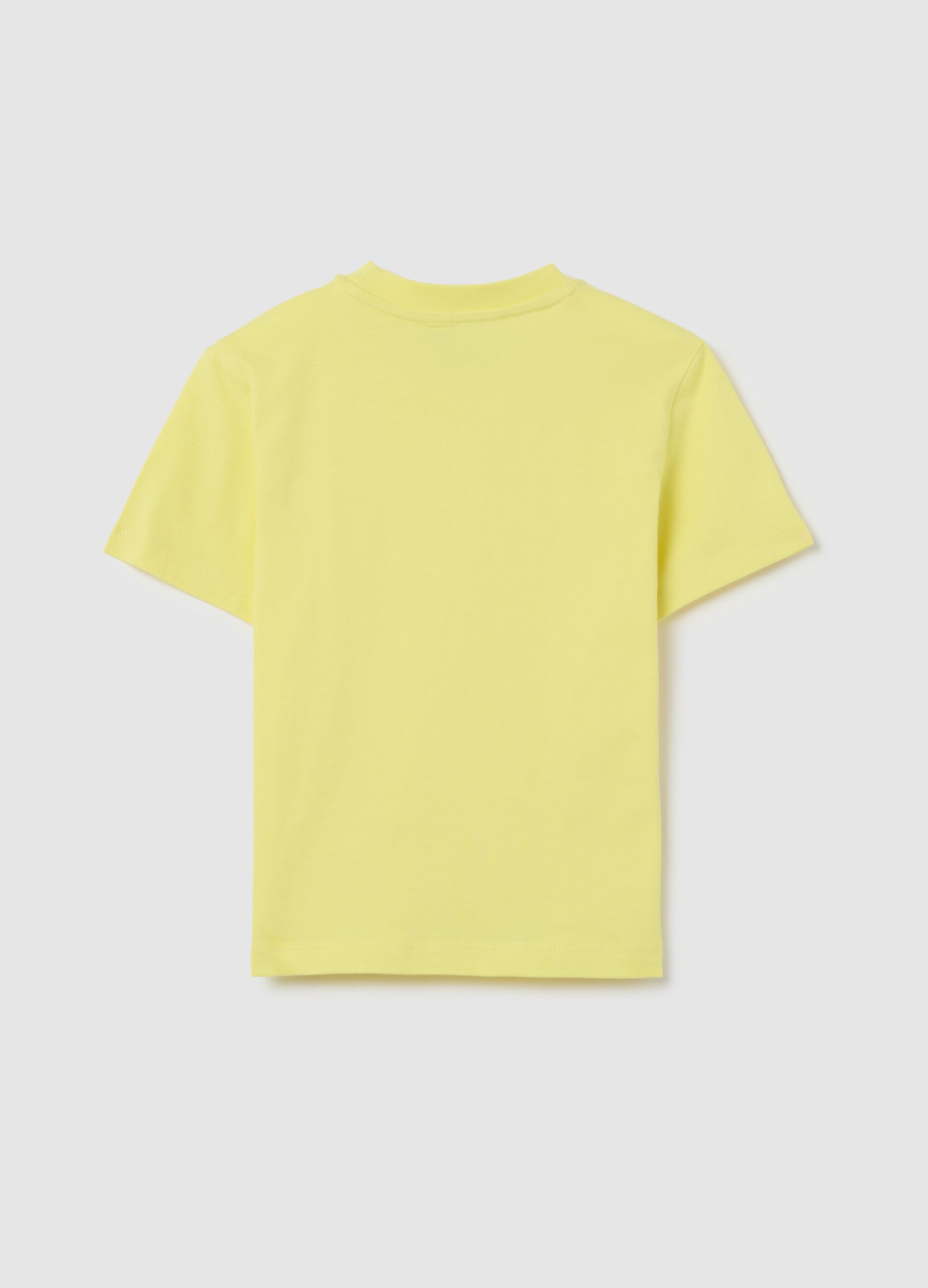 Yellow cotton T-shirt with round neck
