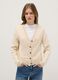 Cardigan beige con scollo a V in puro cotone regular fit_1