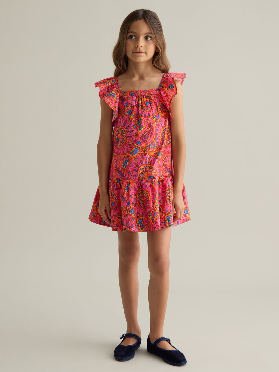 Girls' dress in pure cotton multicolour regular fit with pattern_1