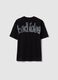 Black pure cotton oversize fit boys' t-shirt with print_1