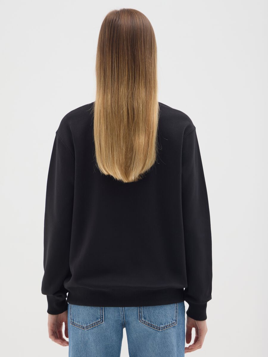 Black cotton blend sweatshirt regular fit with print_2