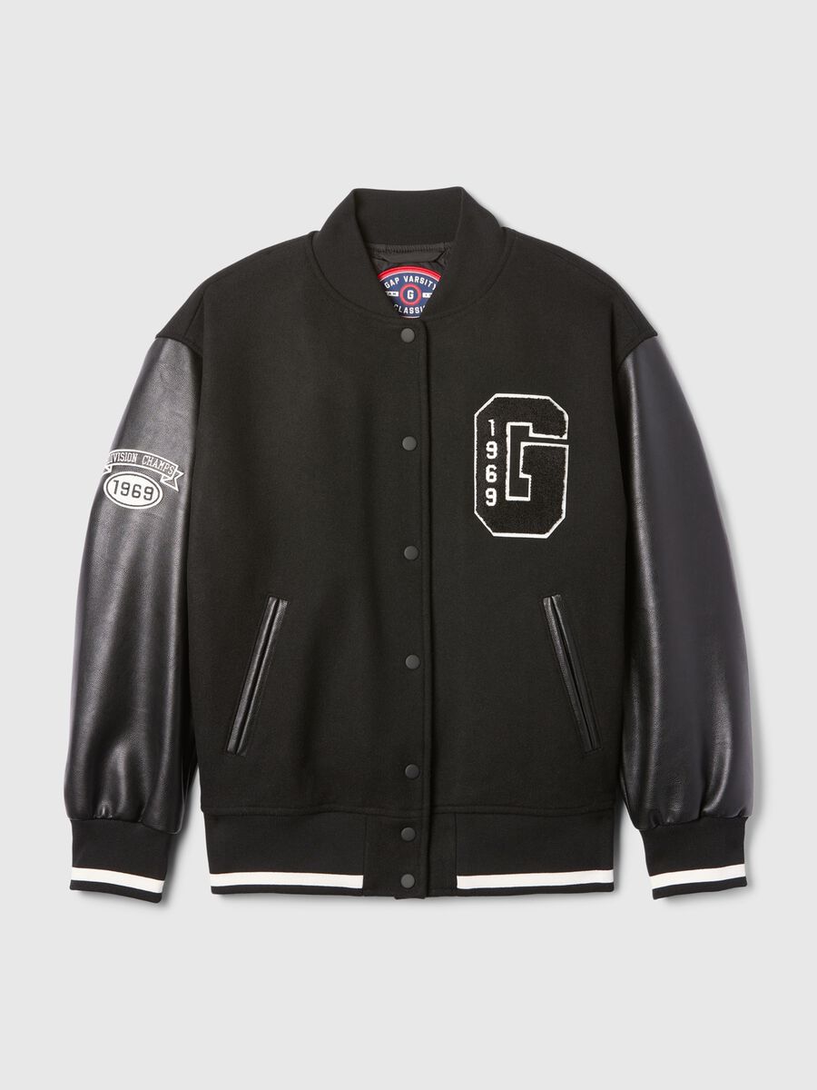 Varsity bomber jacket with glossy-effect sleeves_4