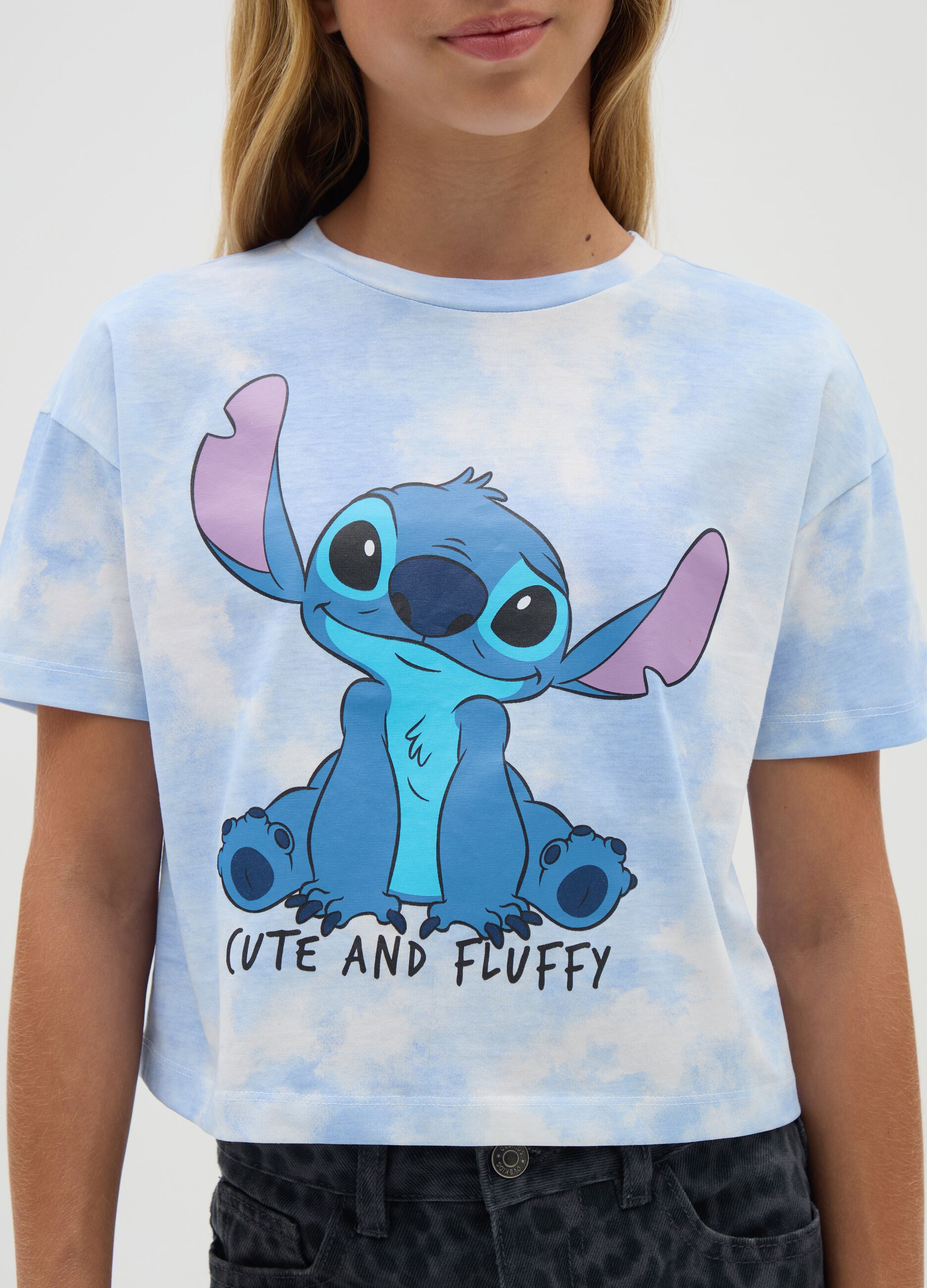 Girls' pure cotton sky blue t-shirt, regular fit