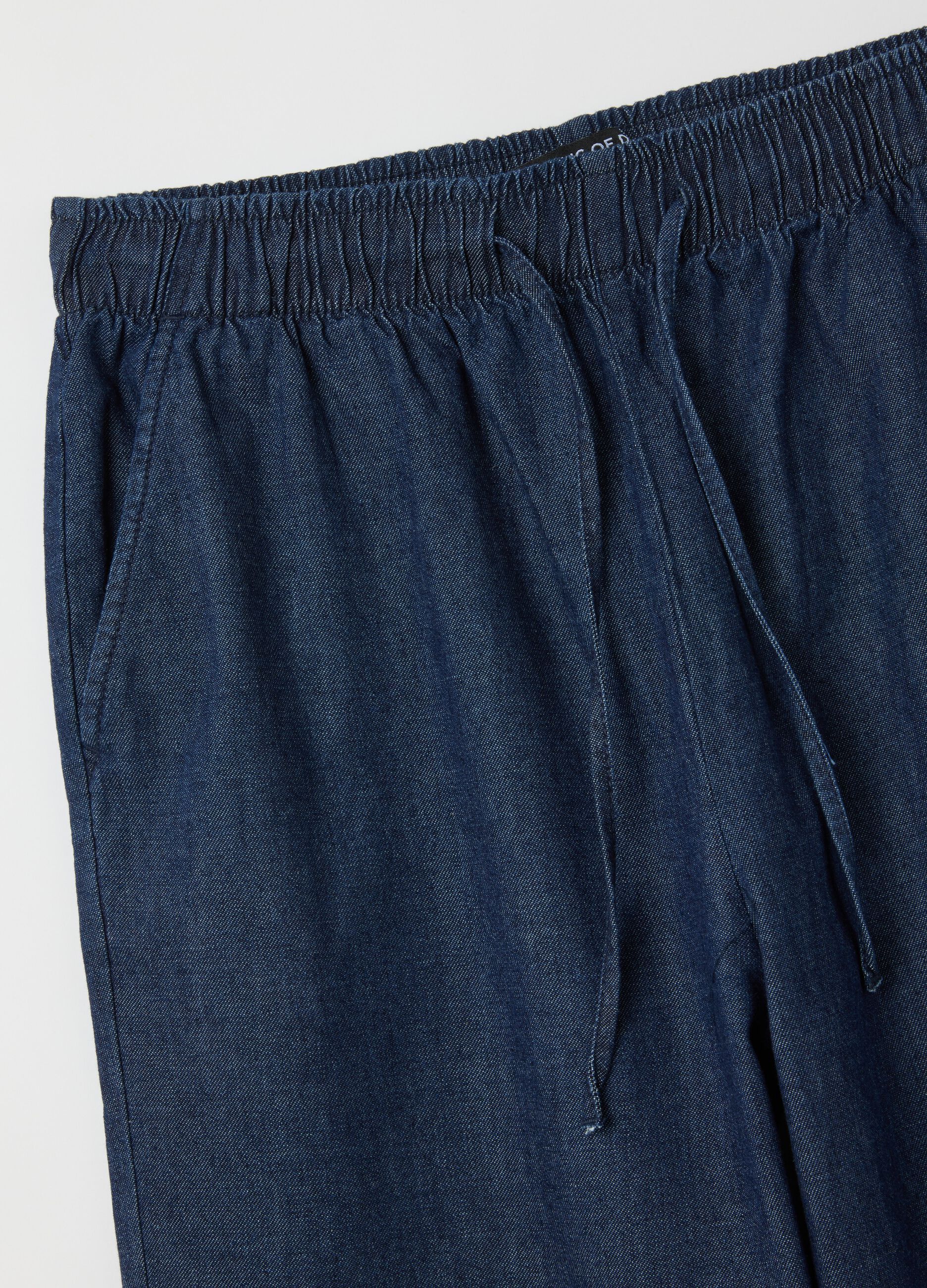 Wide leg pure cotton denim trousers