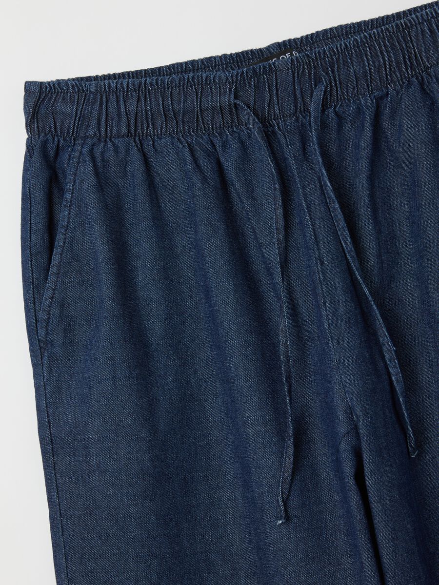 Wide leg pure cotton denim trousers_5