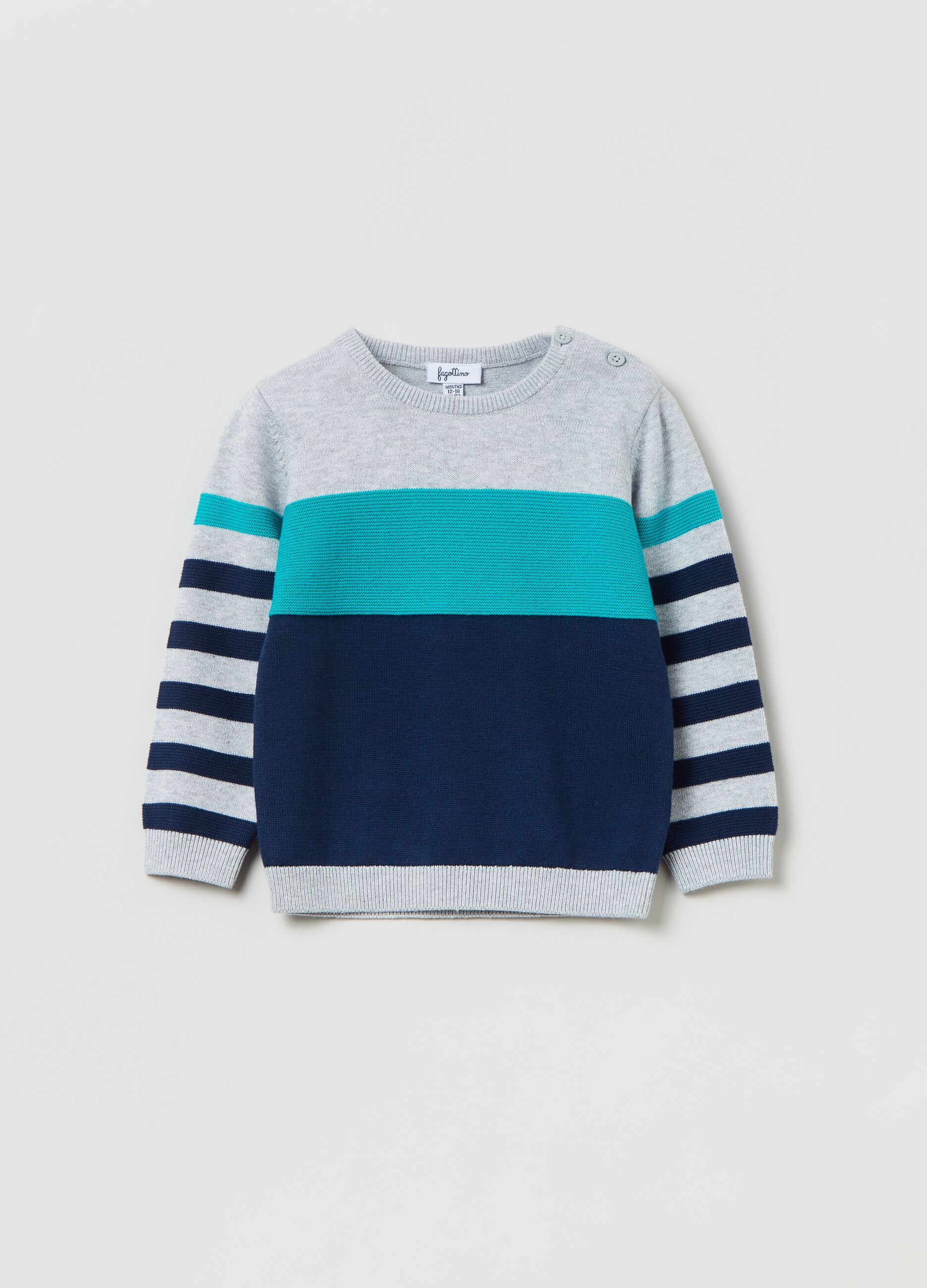 Pullover in cotone color block_0