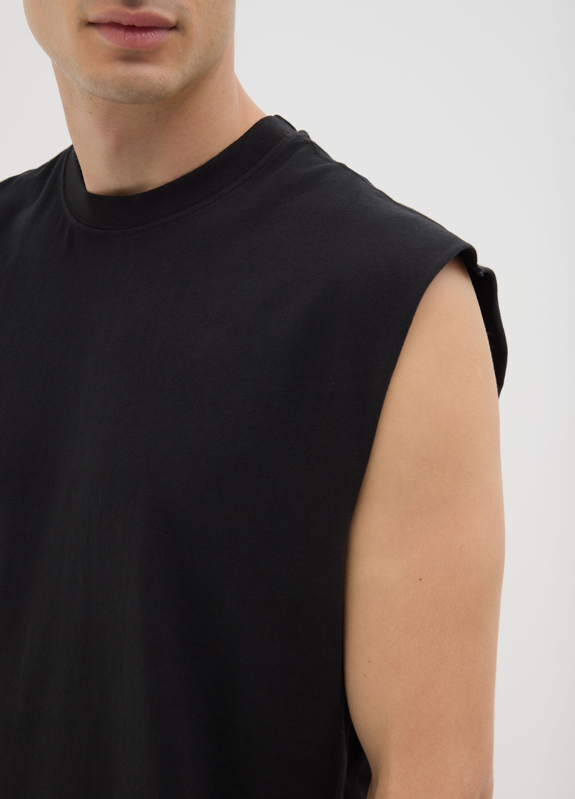Canotta da uomo in puro cotone nera regular fit