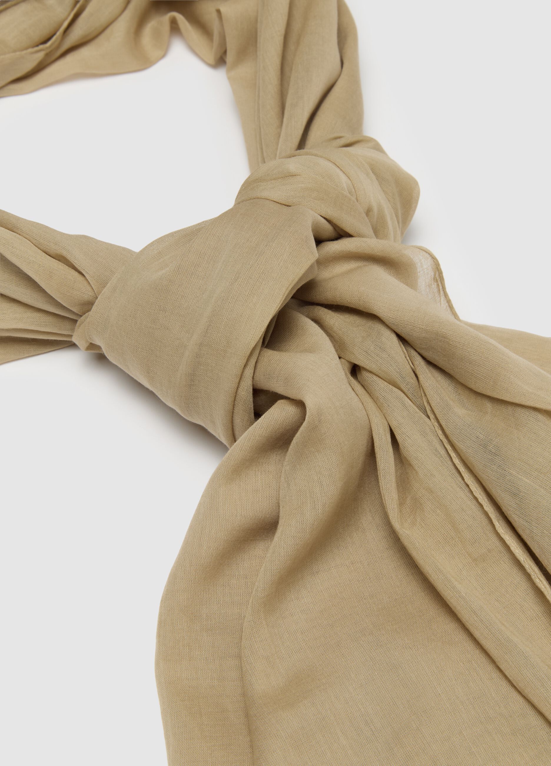 Sciarpa da uomo in puro cotone beige con frange