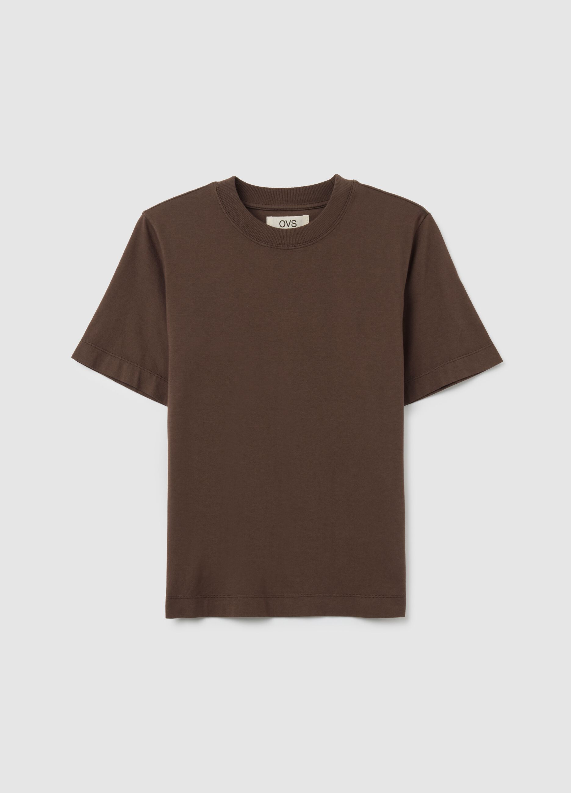 Brown T-shirt in pure Italian cotton regular fit