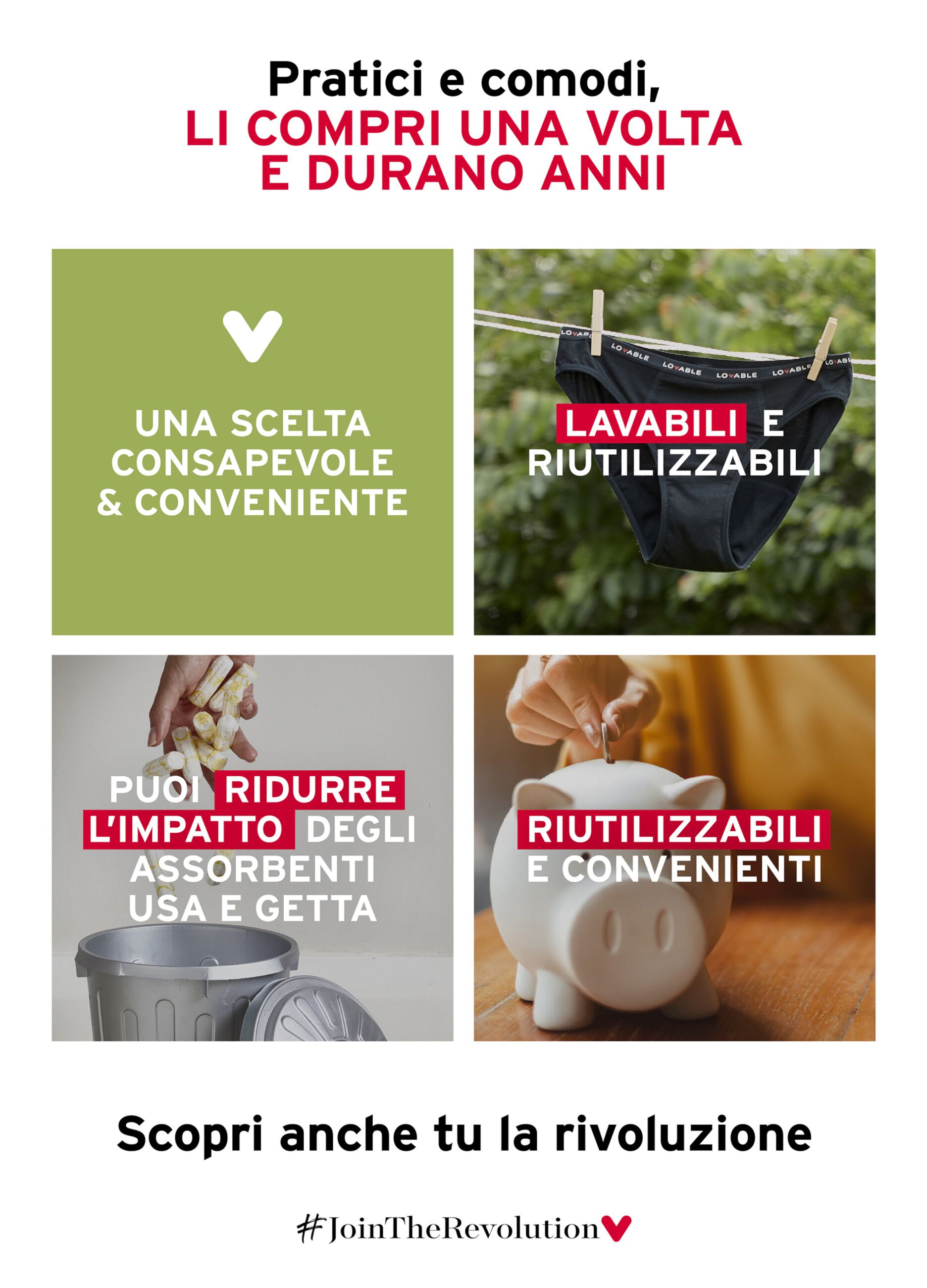 LOVABLE Slip da ciclo a vita alta flusso abbondante in cotone bio