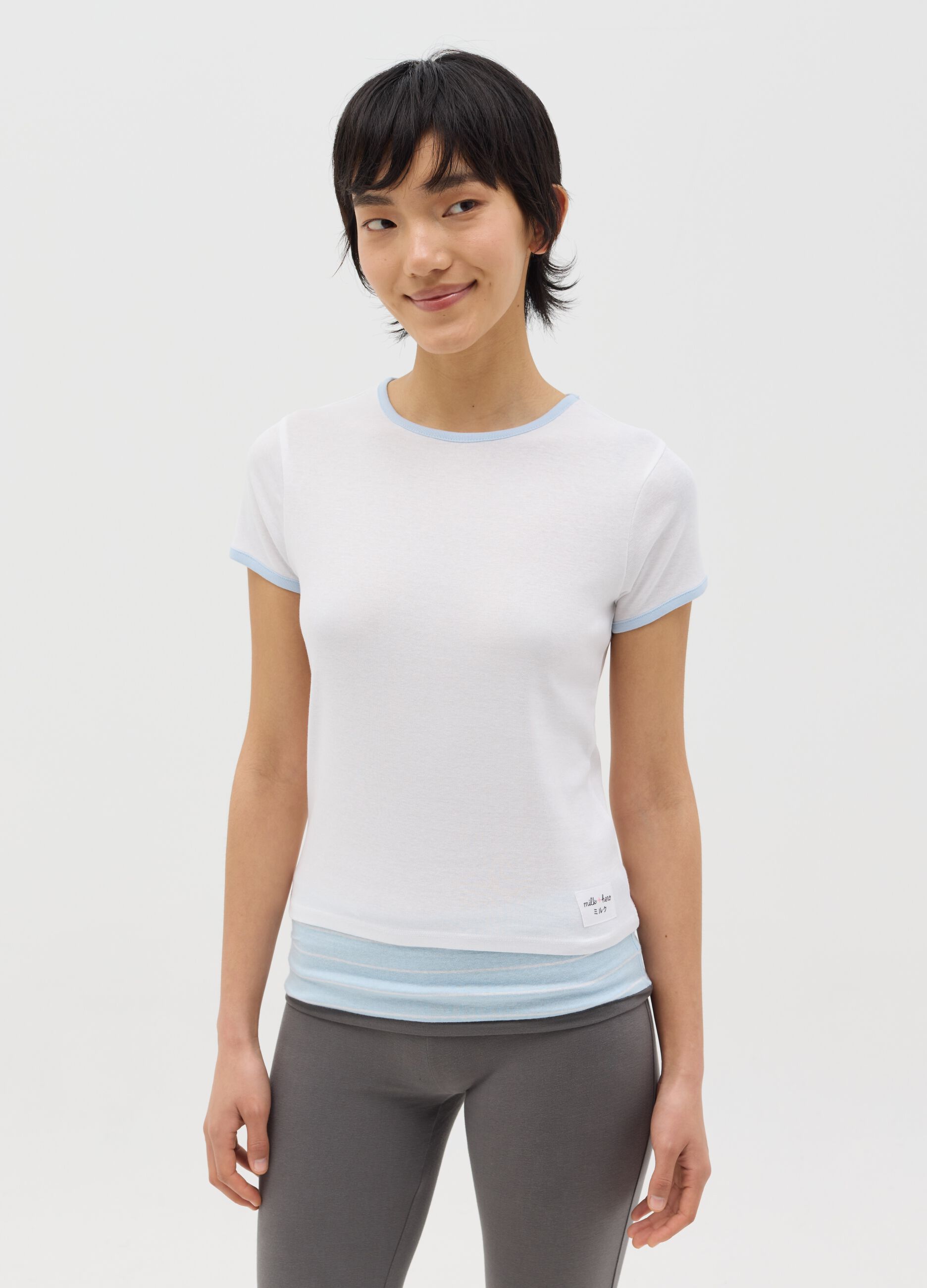 White slim-fit T-shirt in cotton