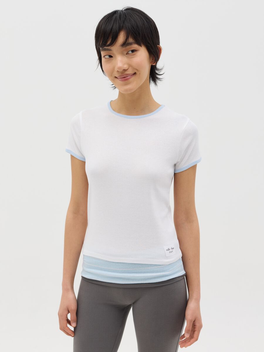 White slim-fit T-shirt in cotton_0