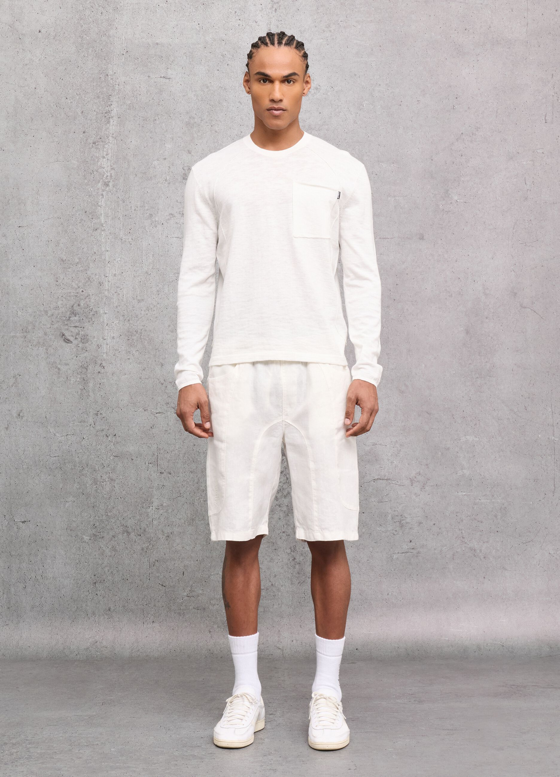 100% Linen Shorts White