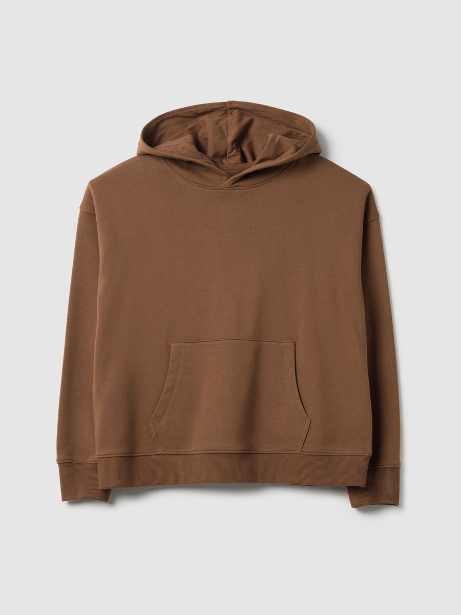 Brown cotton blend hoodie regular fit_4