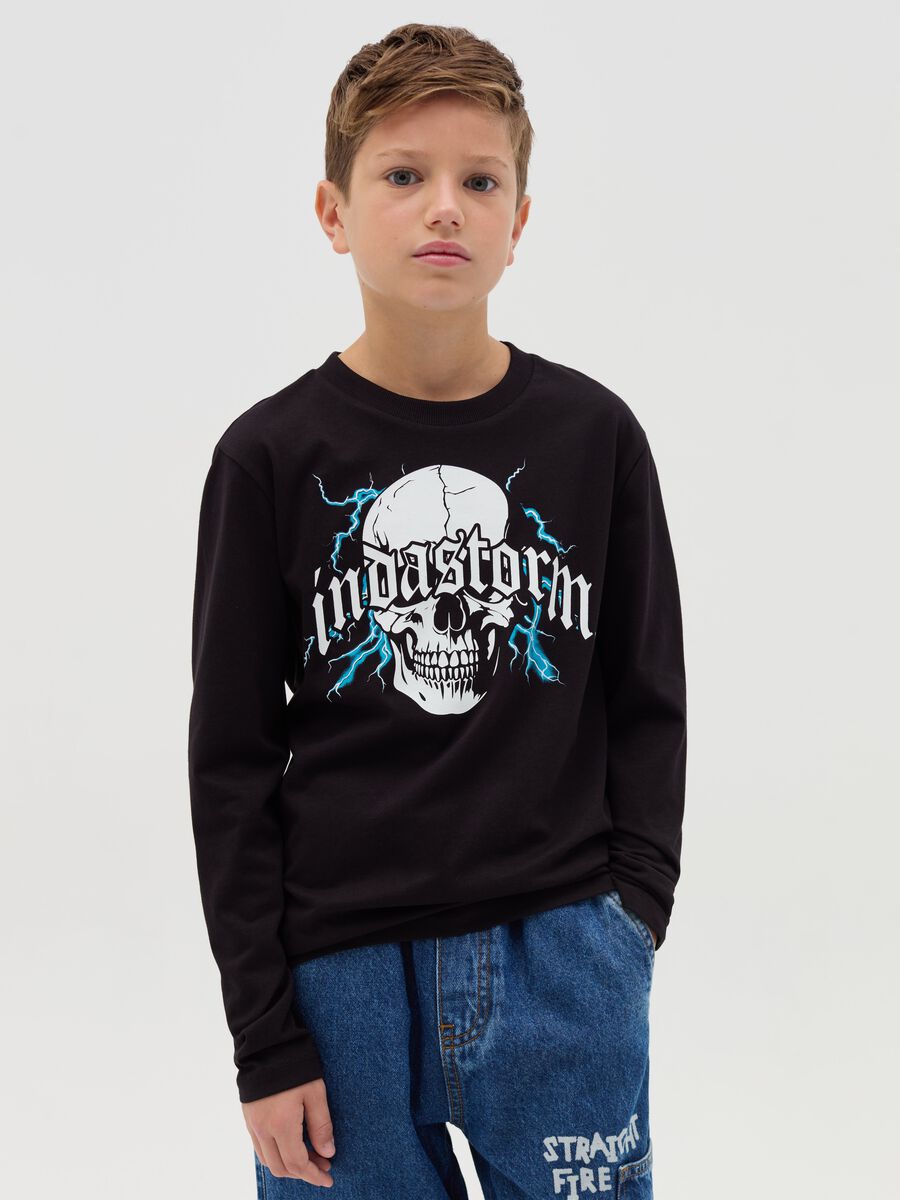 T-shirt a maniche lunghe con stampa_0