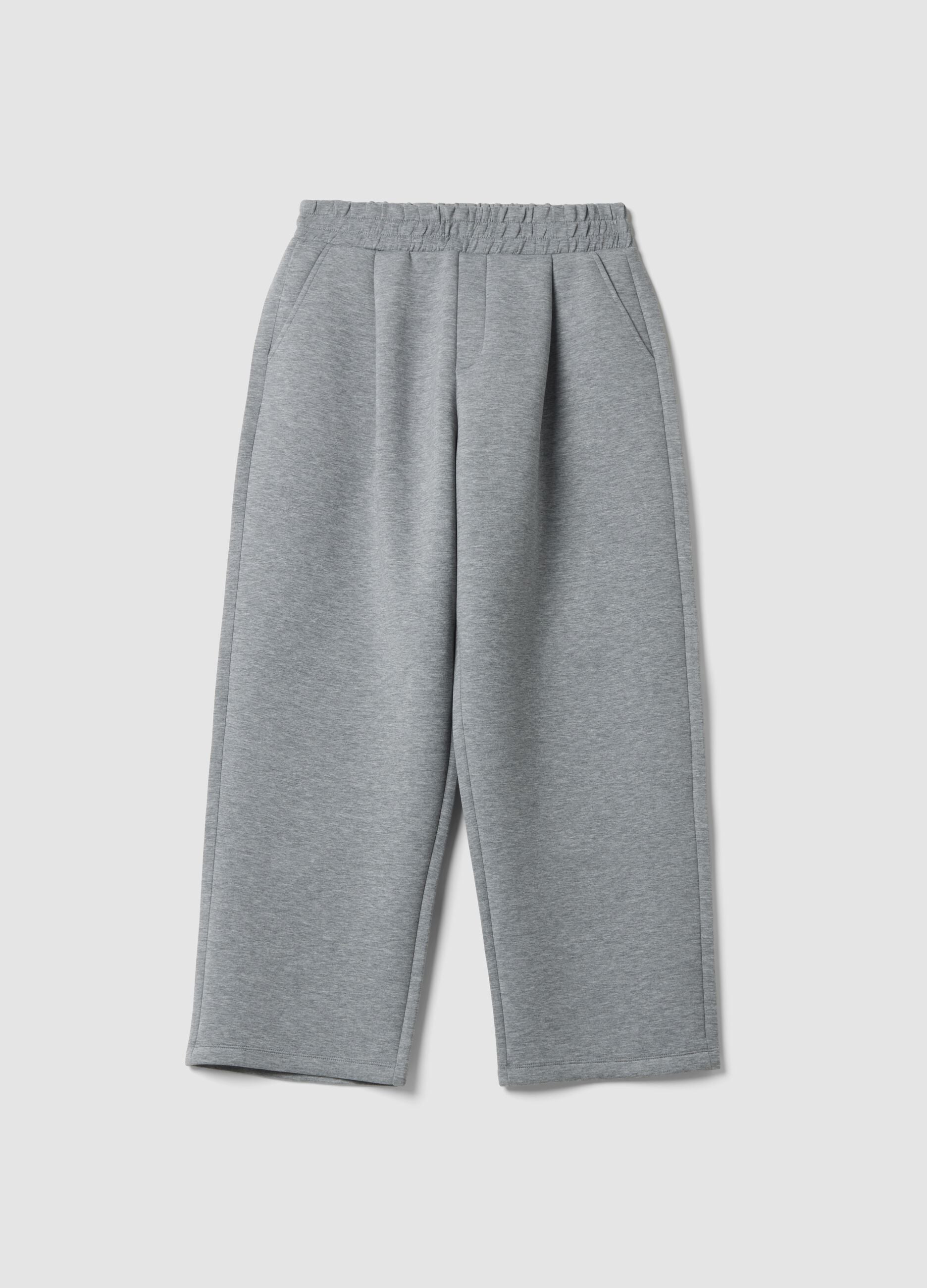 Pantaloni grigio melange in viscosa elasticizzata over fit