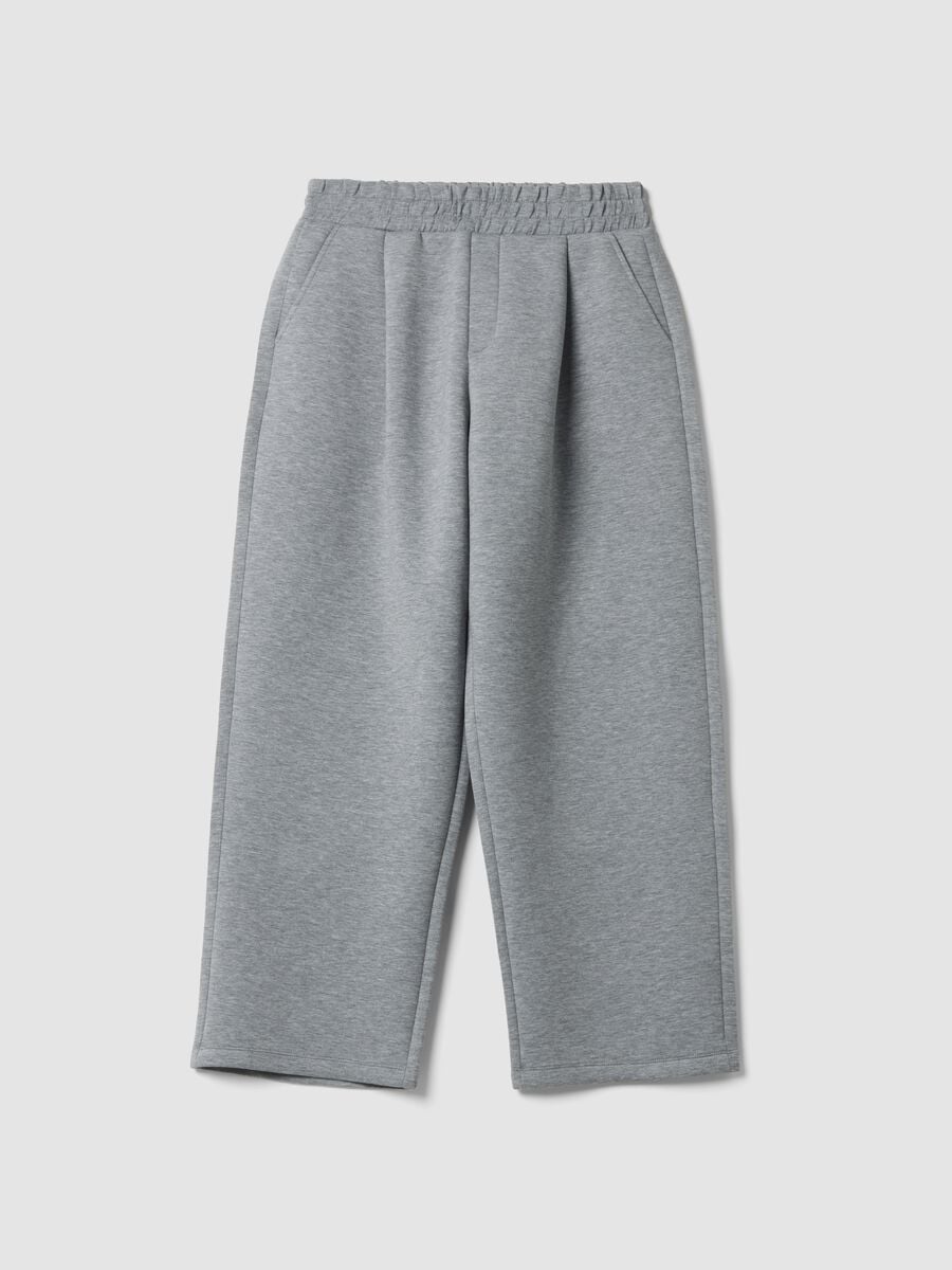 Grey melange stretch viscose over-fit trousers_0