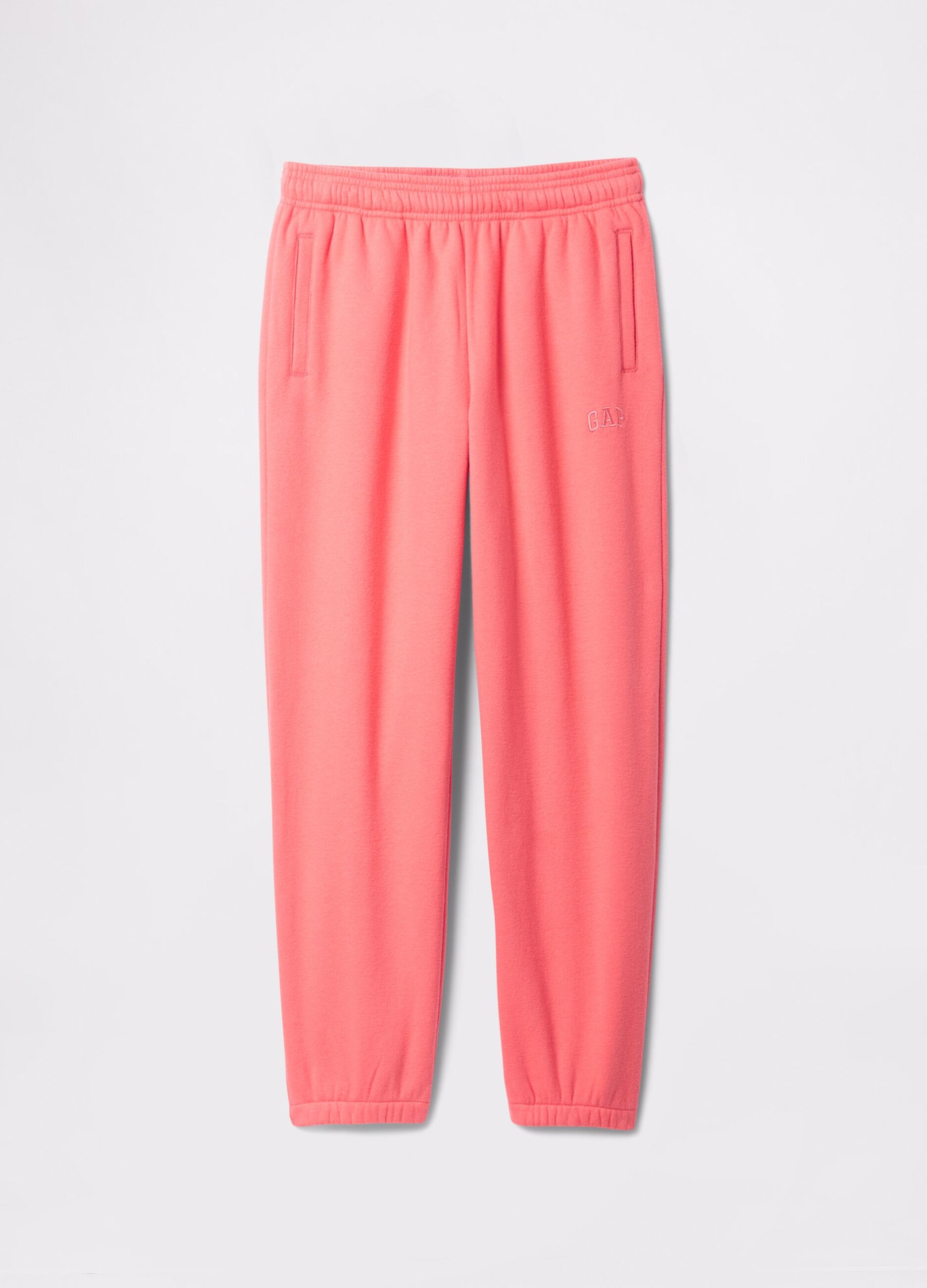 Pink joggers with elasticated edging and logo embroidery