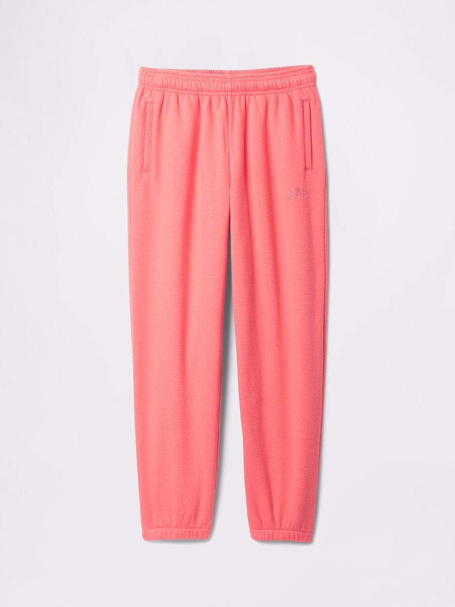 Pink joggers with elasticated edging and logo embroidery_3