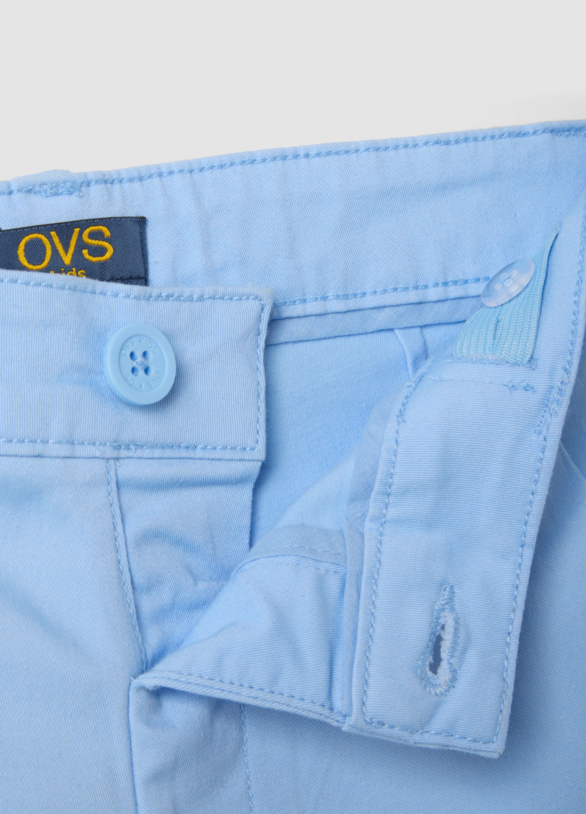 Boys&rsquo; light blue stretch cotton chino bermuda shorts, regular fit