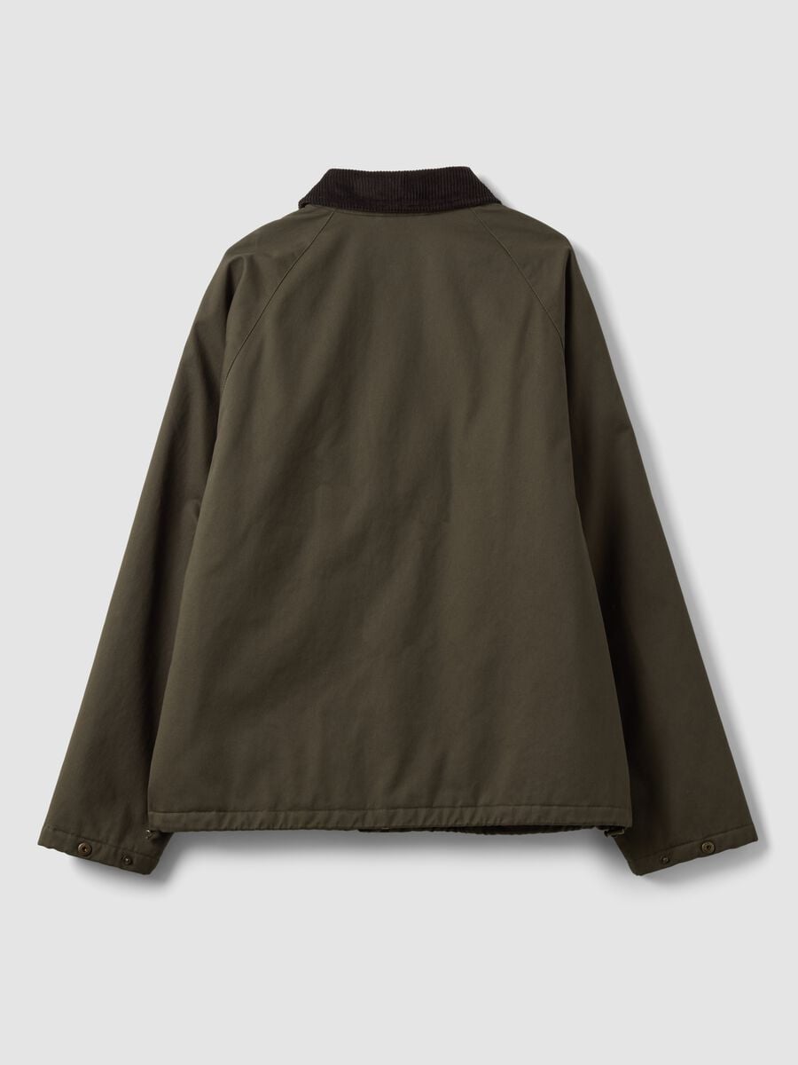 Green pure cotton jacket with velvet collar_2