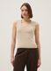 Beige pure cotton V-neck tank top with regular fit_2