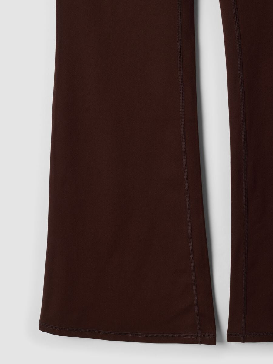 Leggings marroni flare in tessuto elasticizzato_8