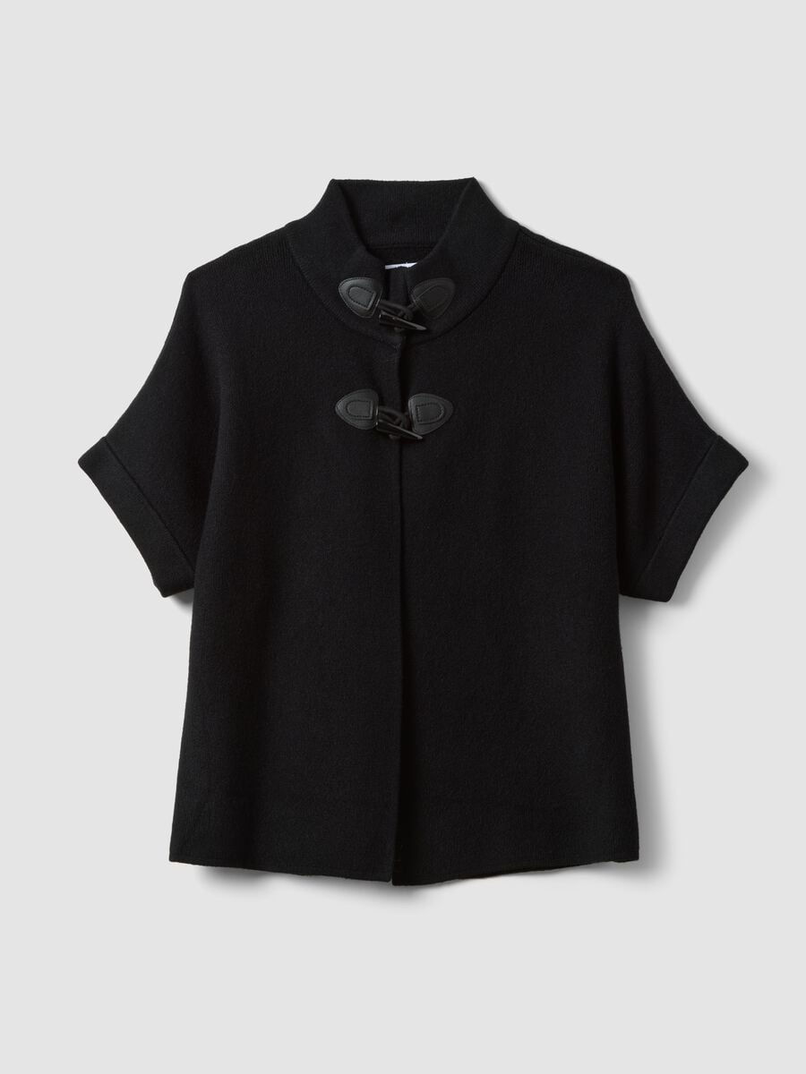 Cardigan nero in misto viscosa con alamari regular fit_4