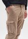 Beige slim fit stretch cotton blend cargo trousers_3