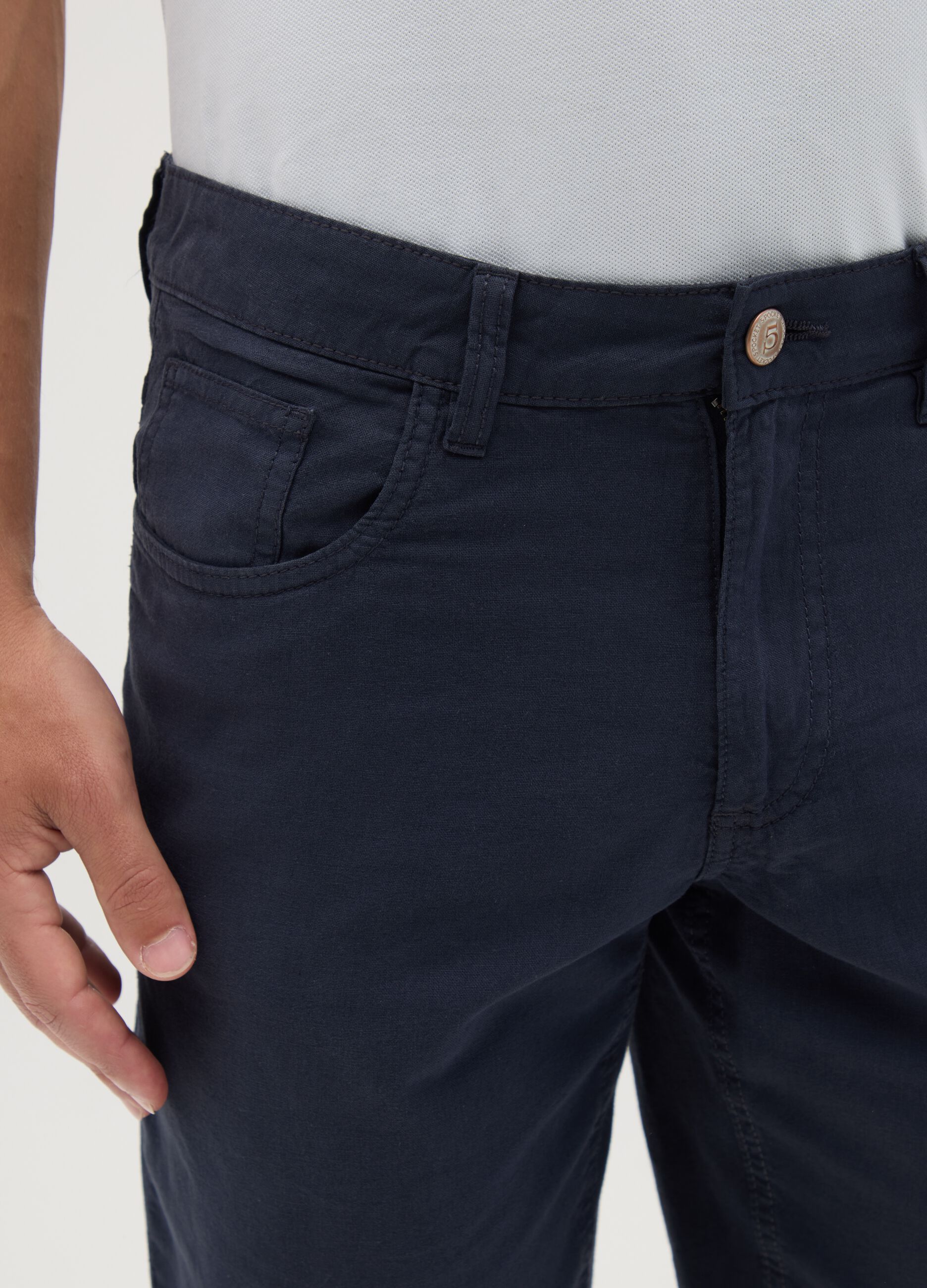Shorts da uomo in cotone blu regular fit