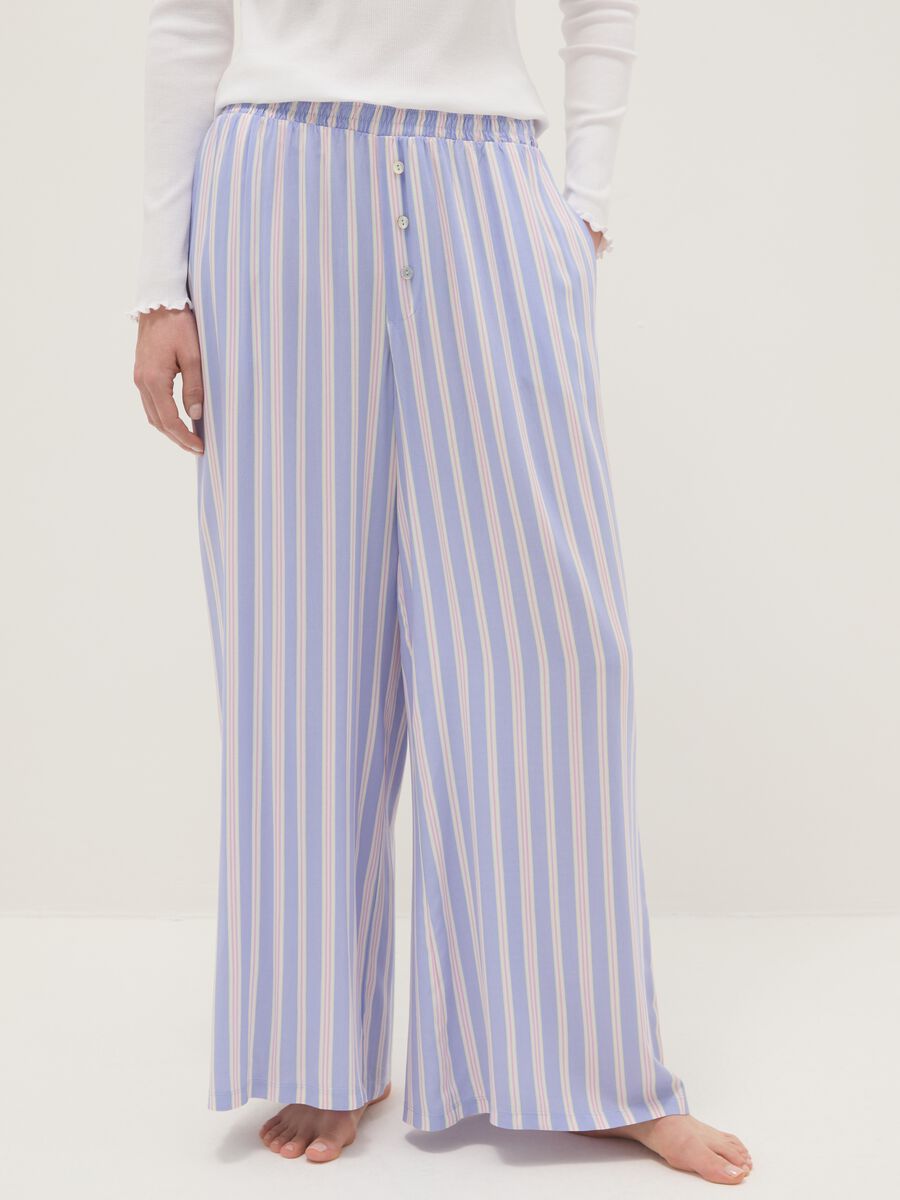 Regular fit multicolour striped trousers in pure viscose_1