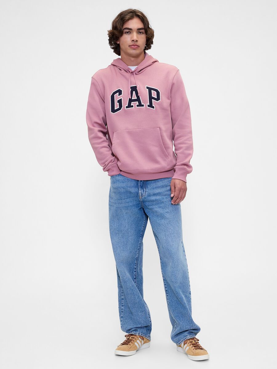 Felpa rosa con cappuccio e logo_1