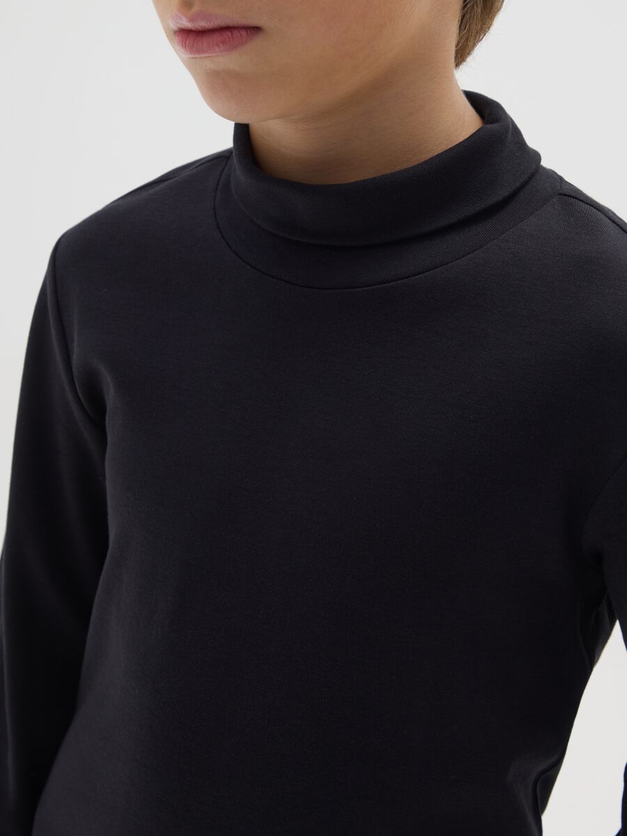 Maglia da ragazzo in puro cotone nera regular fit_2