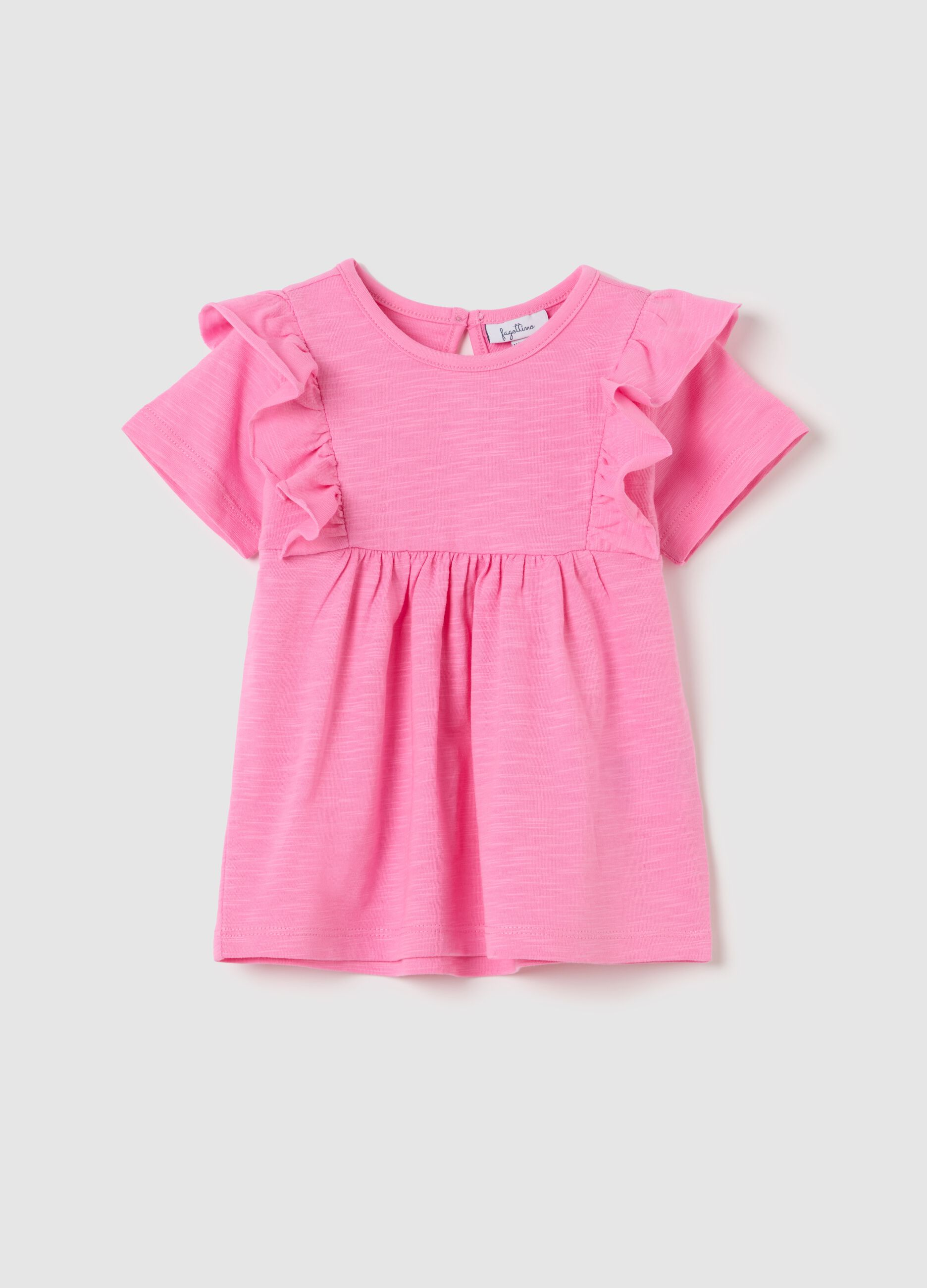 Cotton T-shirt with flounces