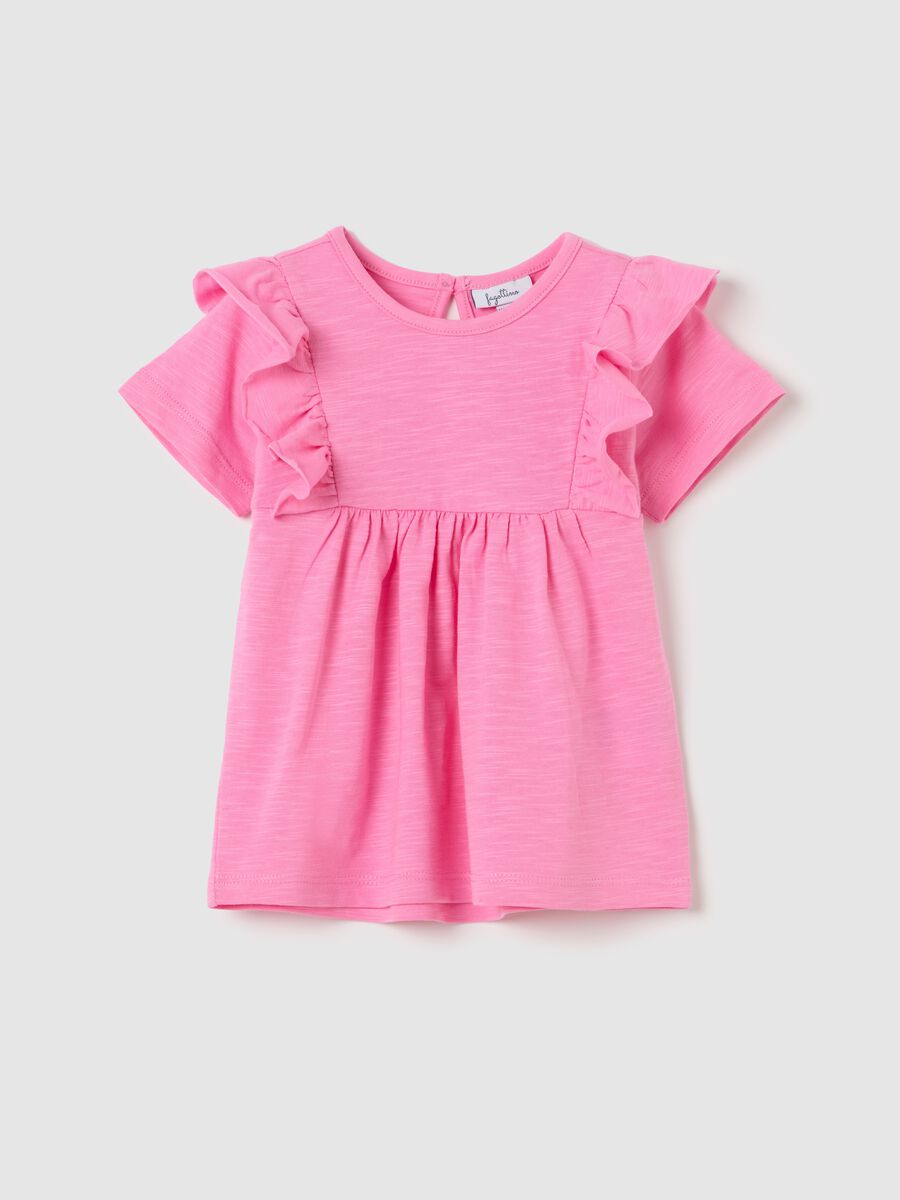 Cotton T-shirt with flounces_0