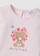 Pink pure cotton regular fit girl's T-shirt with teddy bear_3