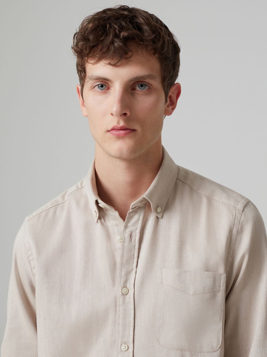 Camicia in twill di cotone con tasca_0