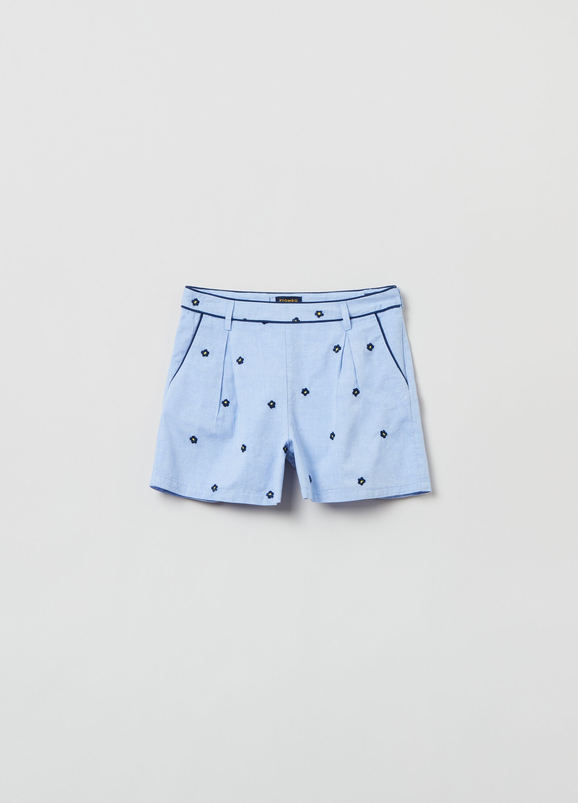 Shorts in cotone ricamo fiorellini_0